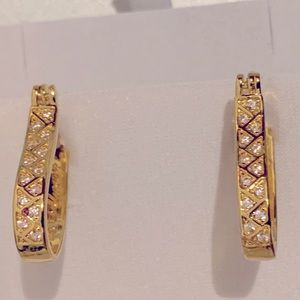 Love always inscription CZ gold plated earrings